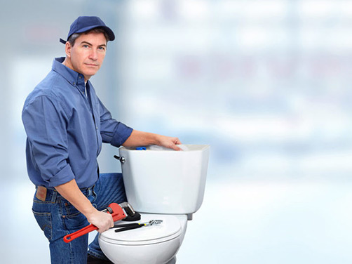 Plumber Repairing Toilet Banner